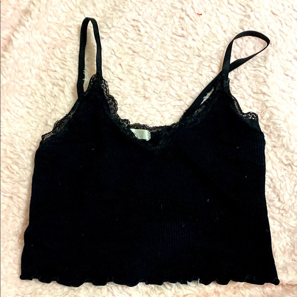 black lace crop top, brand-rose+vine, size-medium - Picture 1 of 1